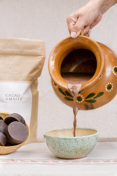 Ceremonial cacao paste is ready to add to your cup!